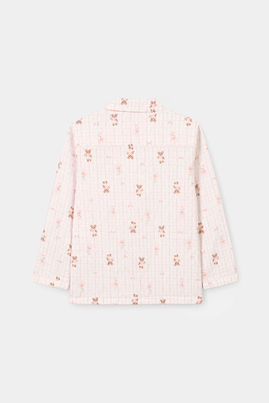 Girls Linen Viscose Nightwear-Teddy-Off.White