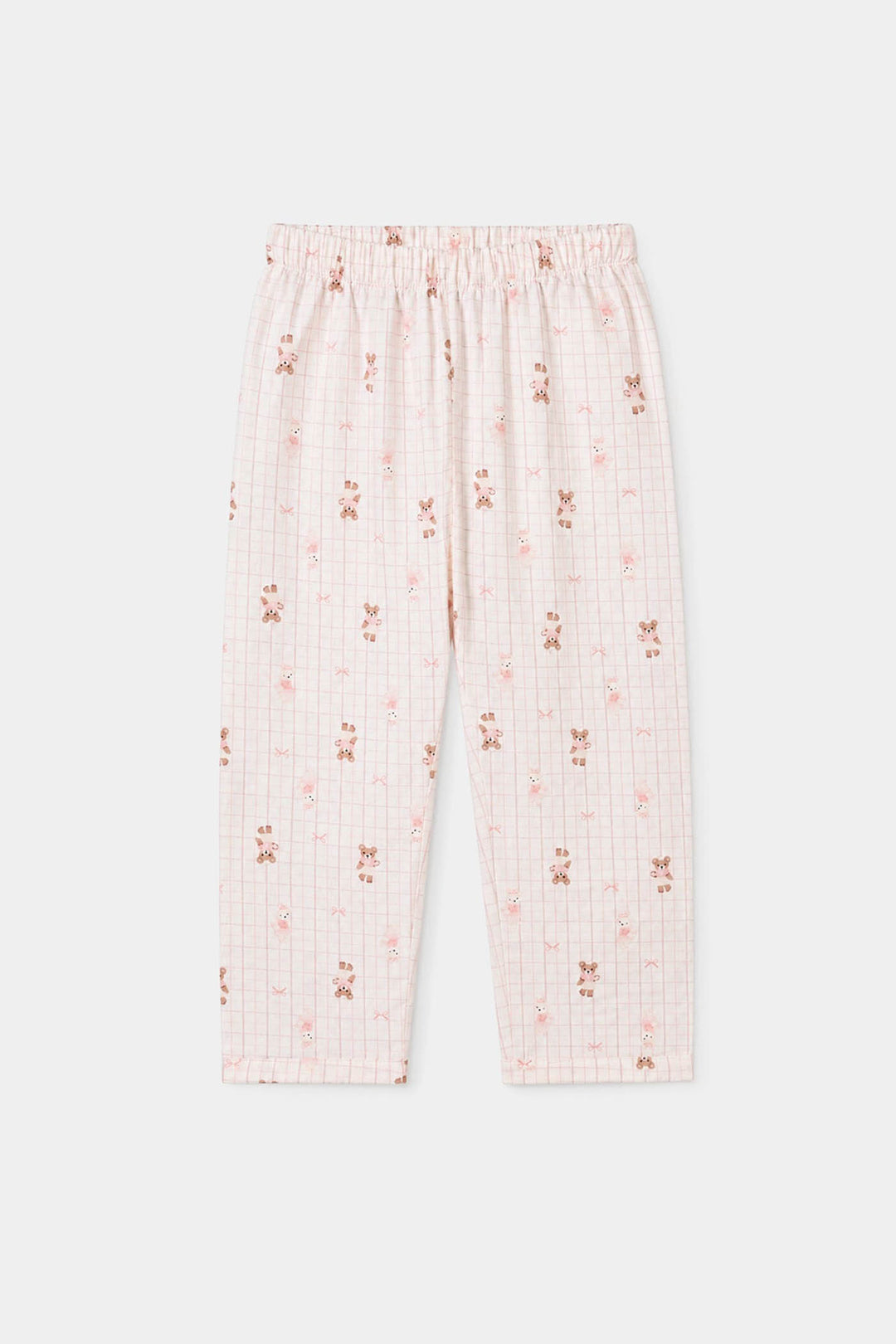 Girls Linen Viscose Nightwear-Teddy-Off.White