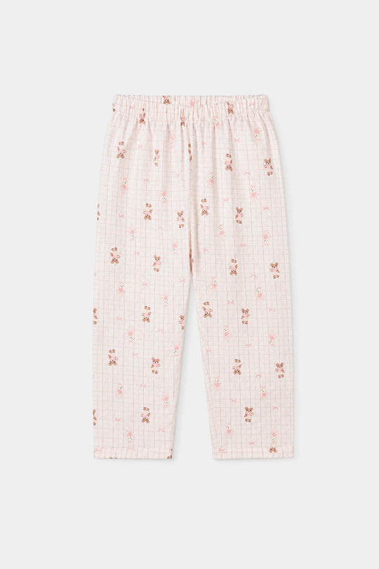 Girls Linen Viscose Nightwear-Teddy-Off.White