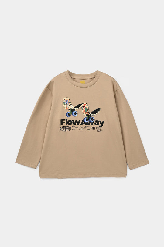 Boys Lycra Jersey T-Shirt Skate-BROWN