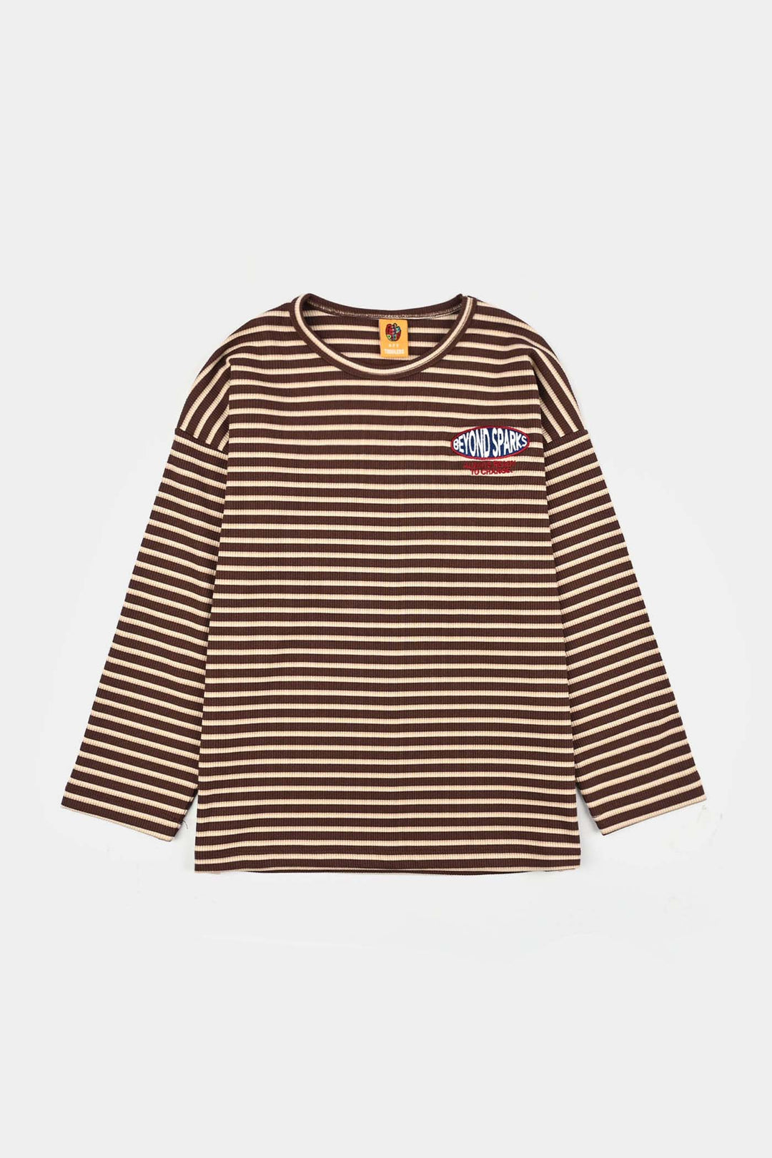 Boys 2x1 Rib T-Shirt Beyond Sparks - BROWN