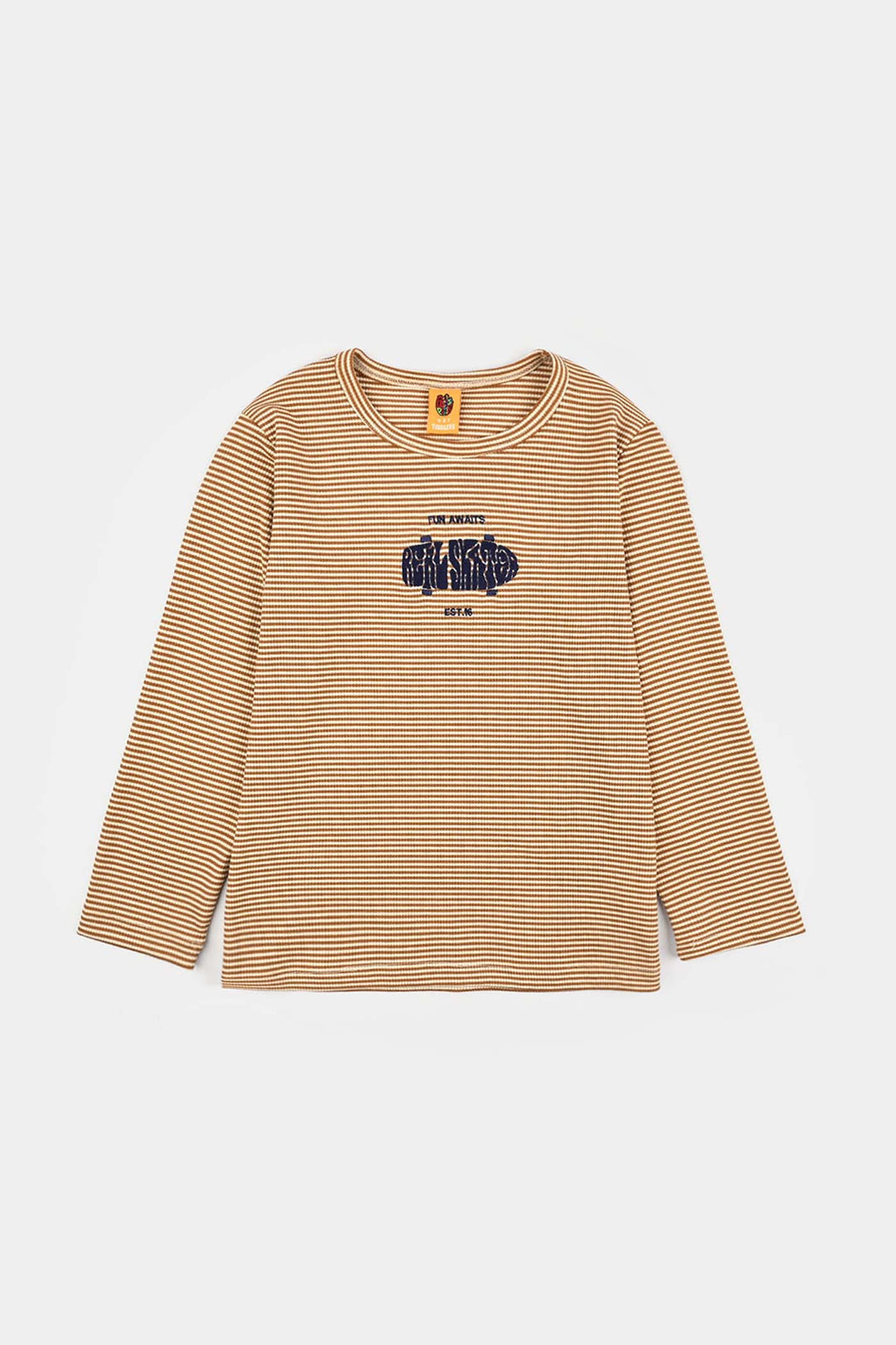 Boys 2x1 Rib T-Shirt F/S Real Skaters-BROWN