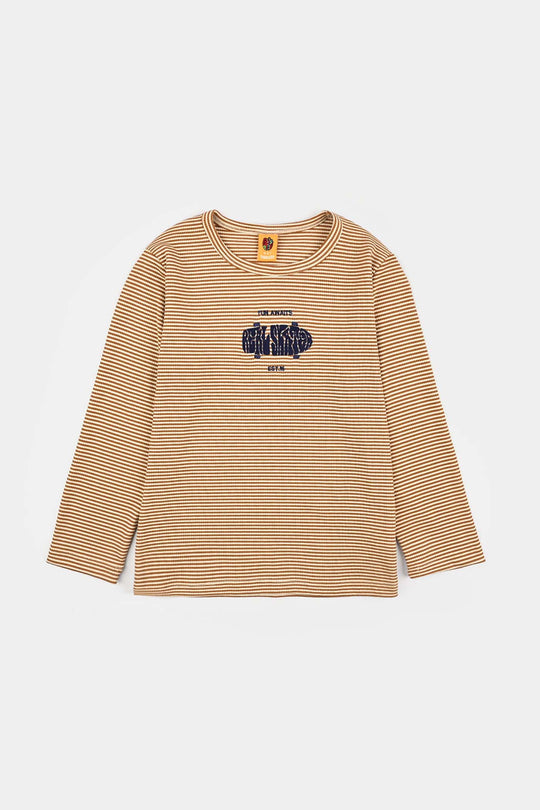 Boys 2x1 Rib T-Shirt F/S Real Skaters-BROWN