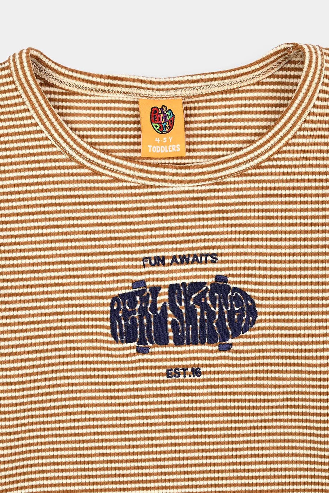 Boys 2x1 Rib T-Shirt F/S Real Skaters-BROWN