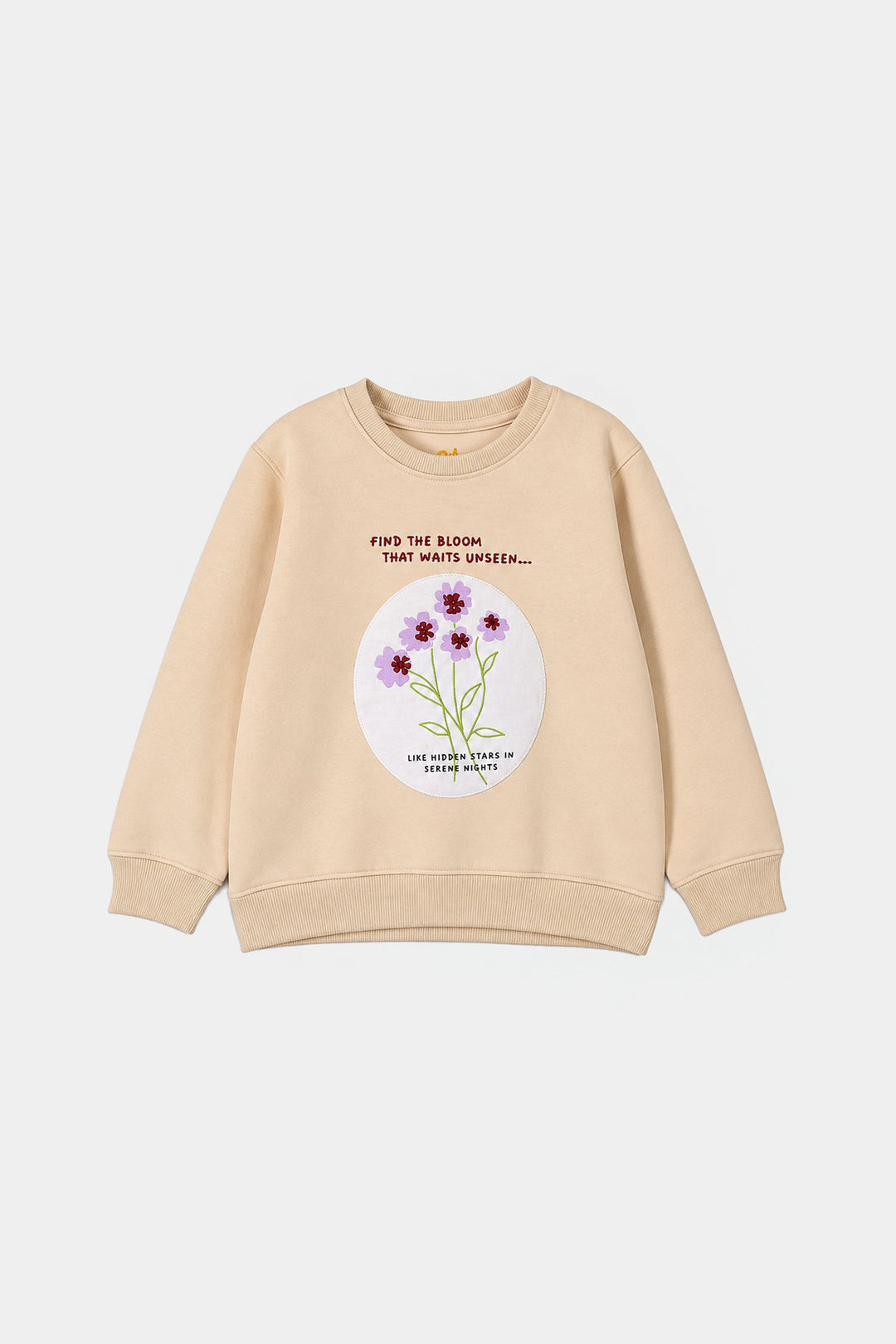 Girls Cotton Jersey 2 Pcs Suit Find the Bloom-BROWN