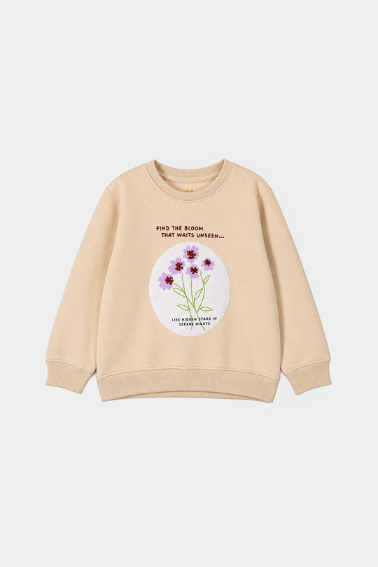 Girls Cotton Jersey 2 Pcs Suit Find the Bloom-BROWN