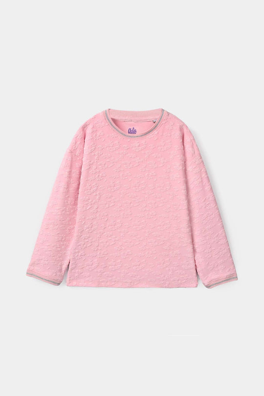 Girls Lycra Jersey T-Shirt Full Sleeves Happy Pink Floral