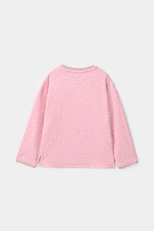 Girls Lycra Jersey T-Shirt Full Sleeves Happy Pink Floral