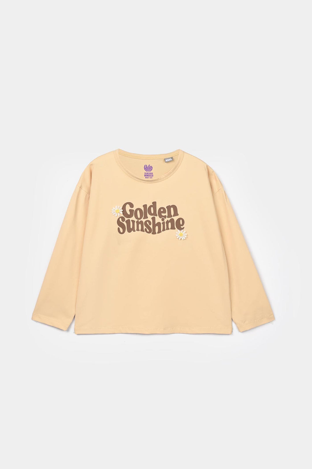 Girls Lycra Jersey T-Shirt Full Sleeves Happy Sunshine - Brown