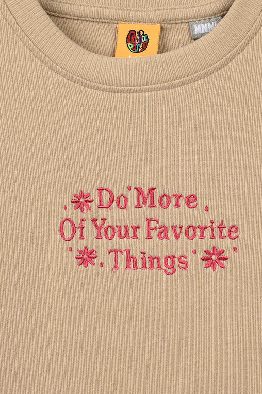 Girls 2x1 Rib T-Shirt Do More - Brown