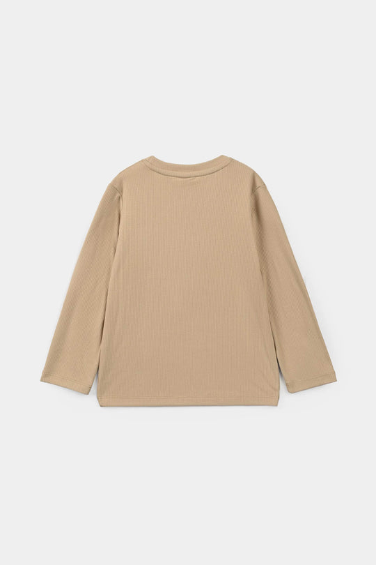 Girls 2x1 Rib T-Shirt Do More - Brown