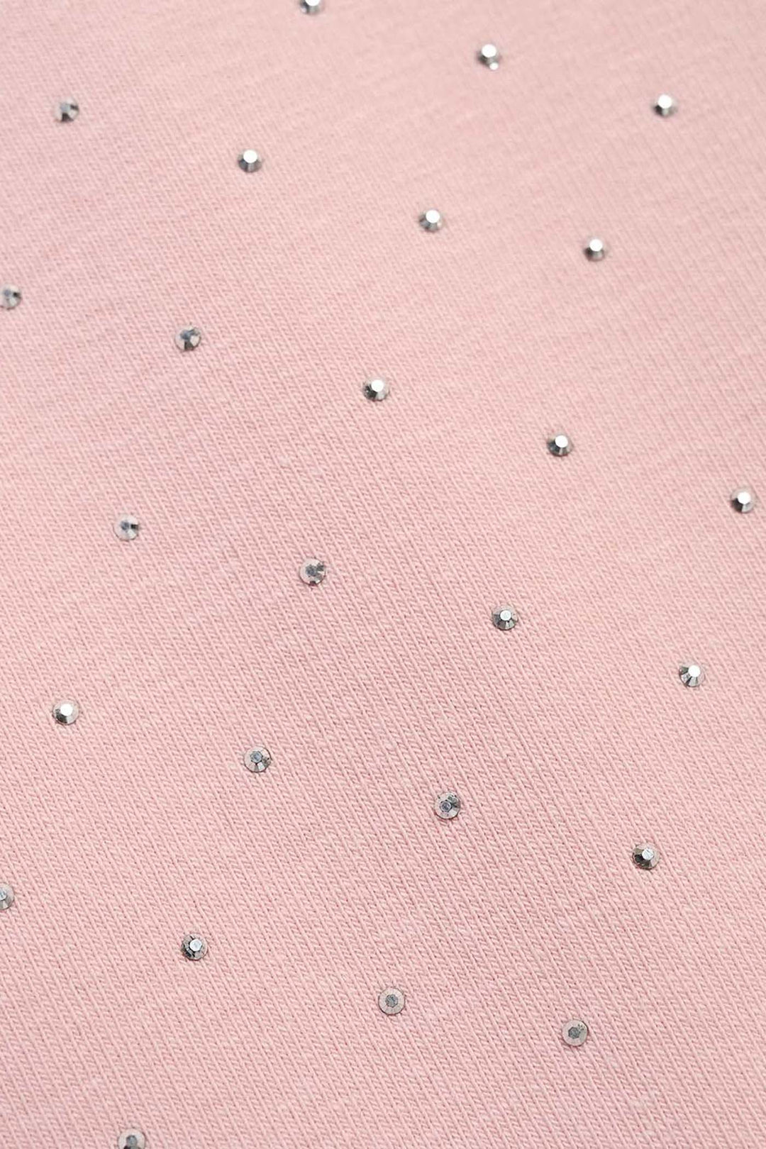 Girls Lycra Jersey T-Shirt Silver Studs-PINK
