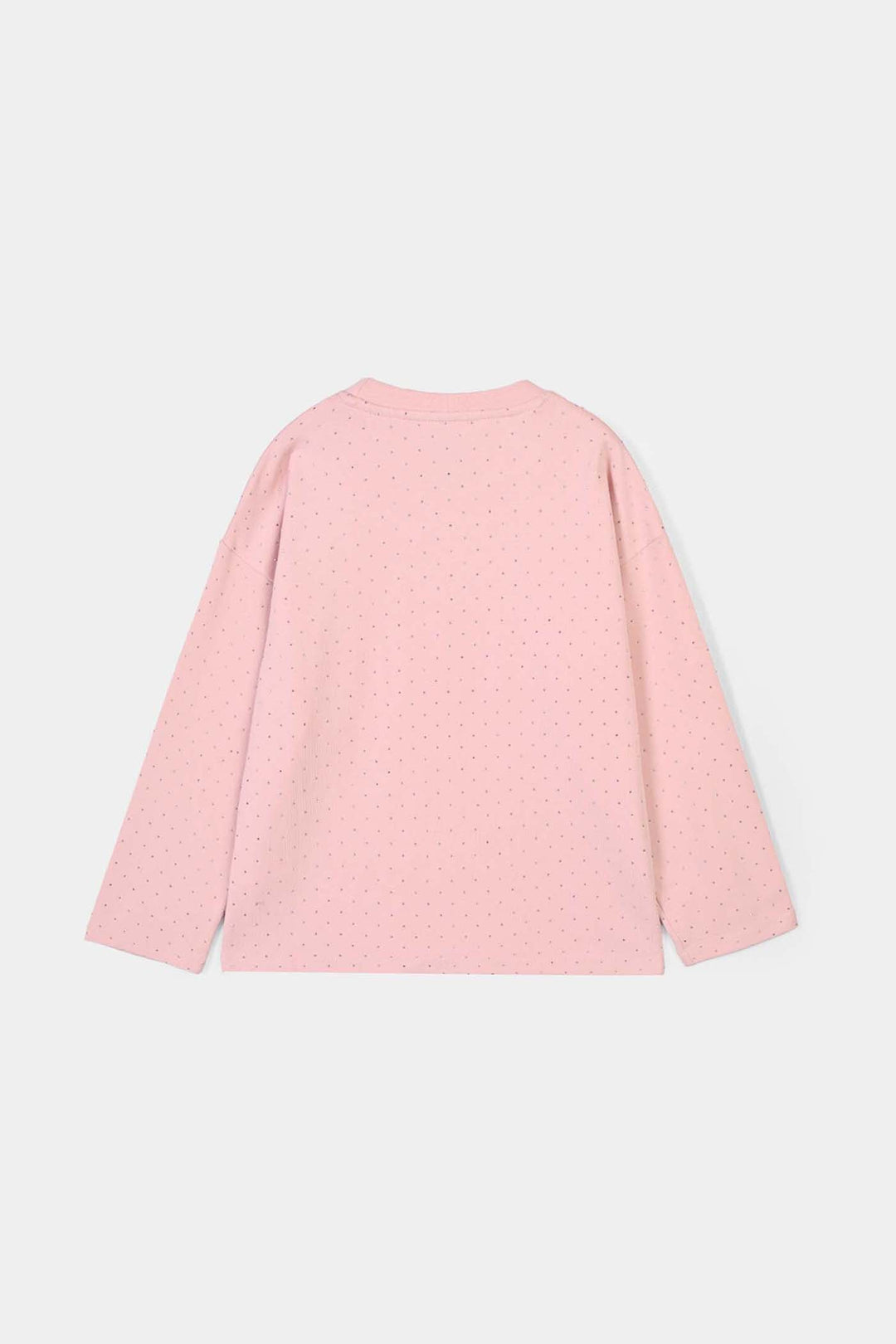 Girls Lycra Jersey T-Shirt Silver Studs-PINK