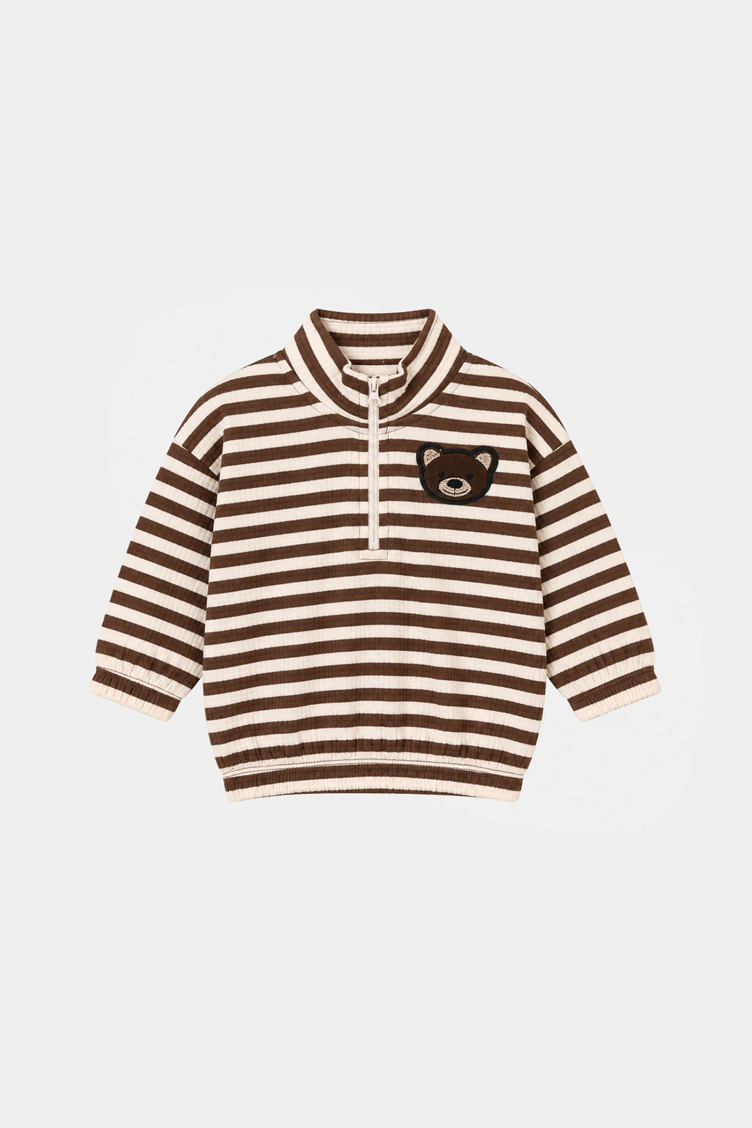 Infant Boys Cotton Terry 2Pcs Suit Stripes-BROWN