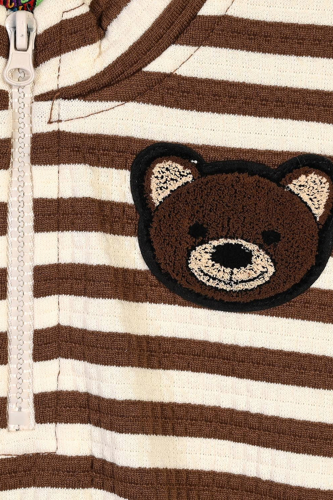 Infant Boys Cotton Terry 2Pcs Suit Stripes-BROWN