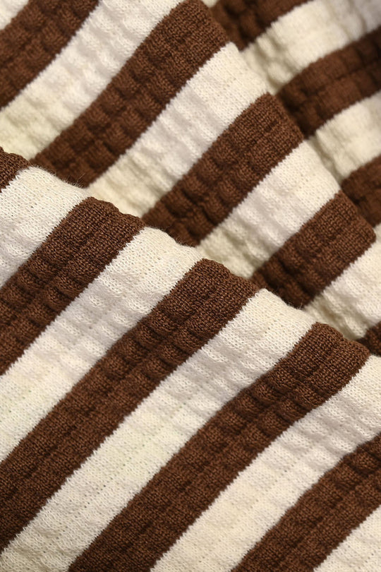 Infant Boys Cotton Terry 2Pcs Suit Stripes-BROWN