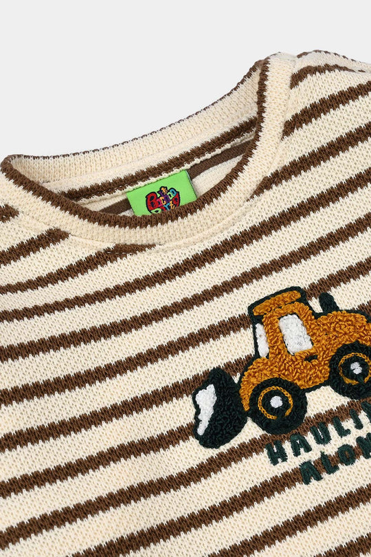 Infant Boys 2x1 Rib 2 Pcs Suit Hauling Alone - Stripes