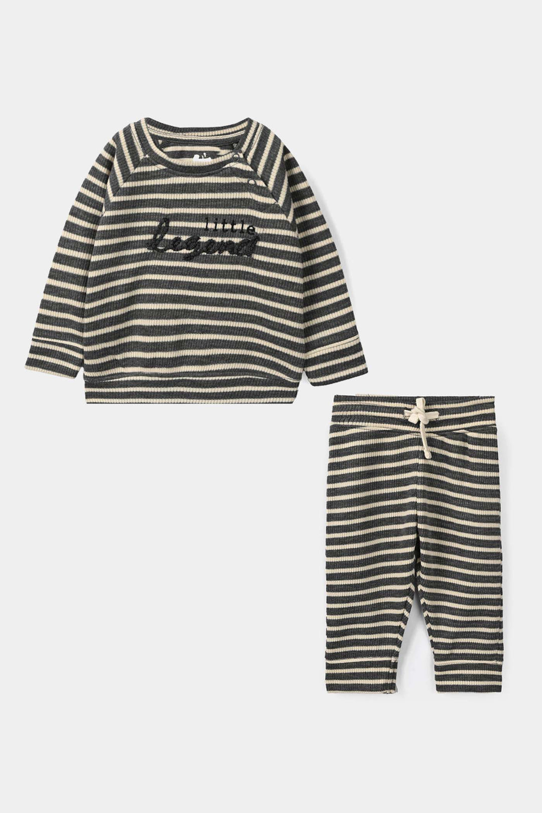 Infant Boys 2x1 Rib 2 Pcs Suit Little Legend - Grey
