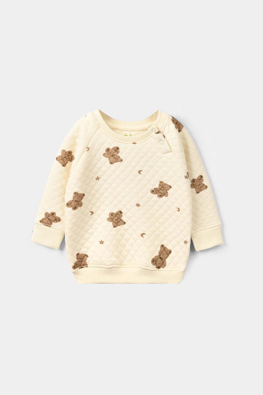 Infant Boys Quilted 2 Pcs Suit Teddy - Off White