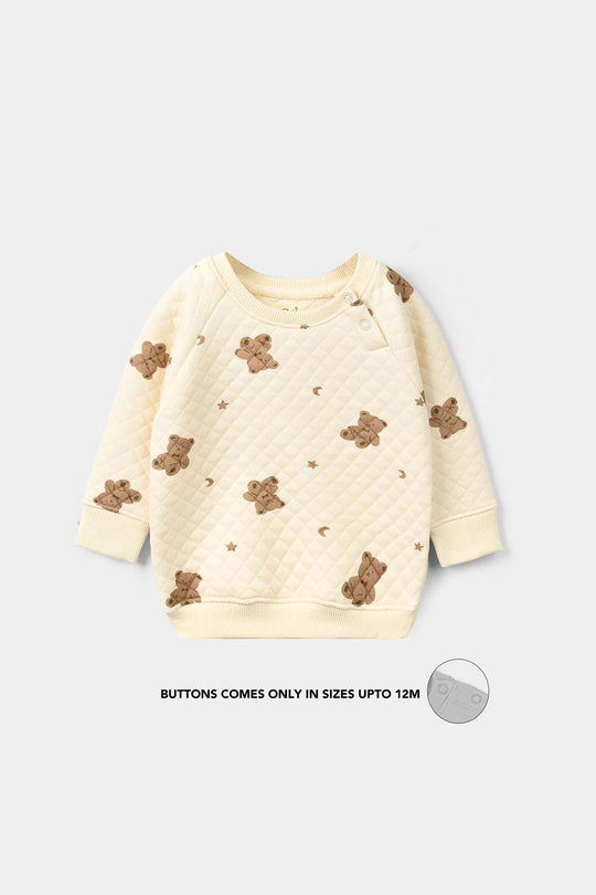 Infant Boys Quilted 2 Pcs Suit Teddy - Off White