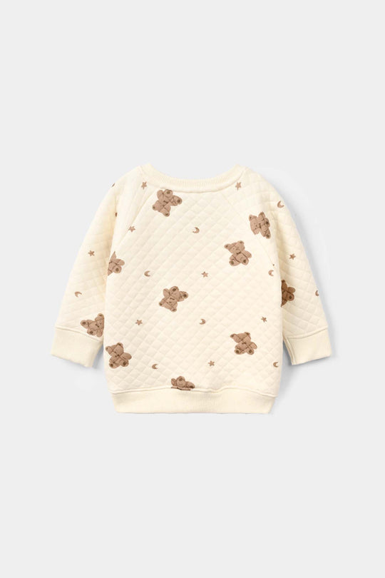 Infant Boys Quilted 2 Pcs Suit Teddy - Off White