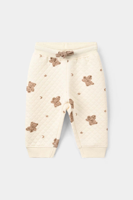 Infant Boys Quilted 2 Pcs Suit Teddy - Off White