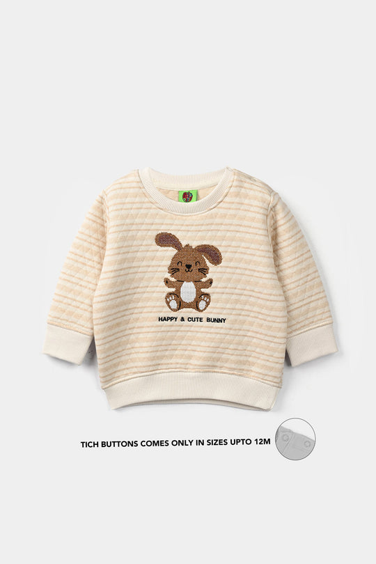 Infant Boys Quilted 2 Pcs Suit Cute Bunny - Off White