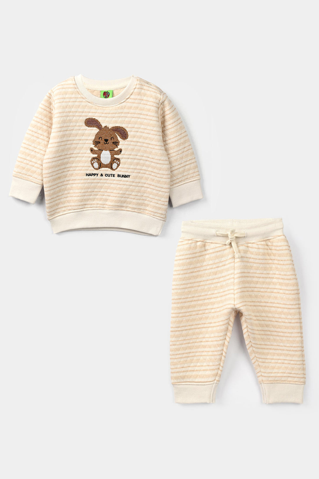 Infant Boys Quilted 2 Pcs Suit Cute Bunny - Off White