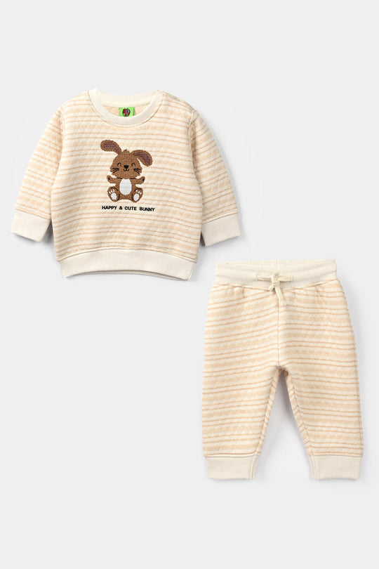 Infant Boys Quilted 2 Pcs Suit Cute Bunny - Off White
