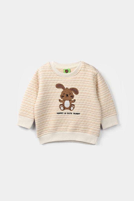 Infant Boys Quilted 2 Pcs Suit Cute Bunny - Off White