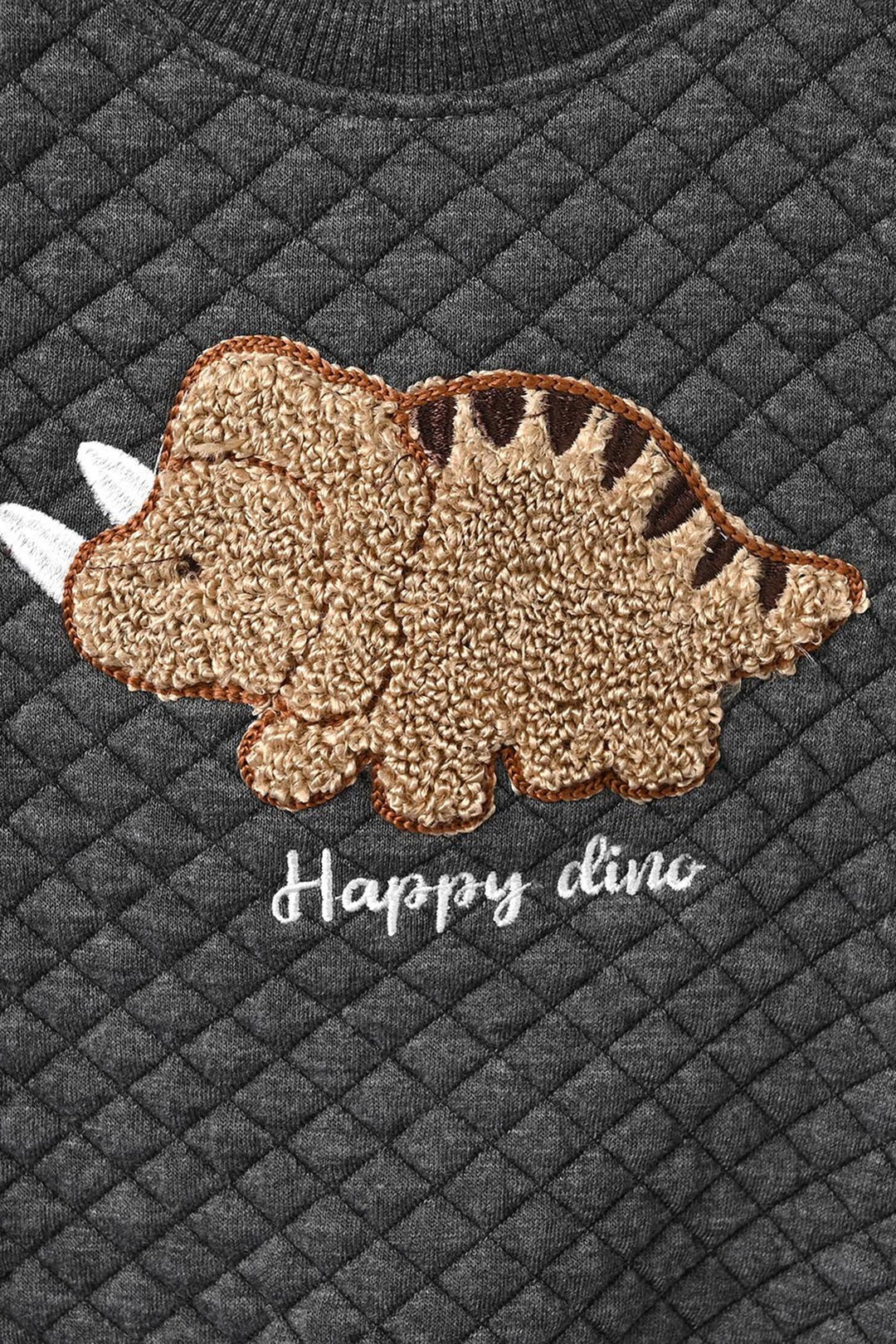 Infant Boys Quilted 2 Pcs Suit Happy Dino - Grey