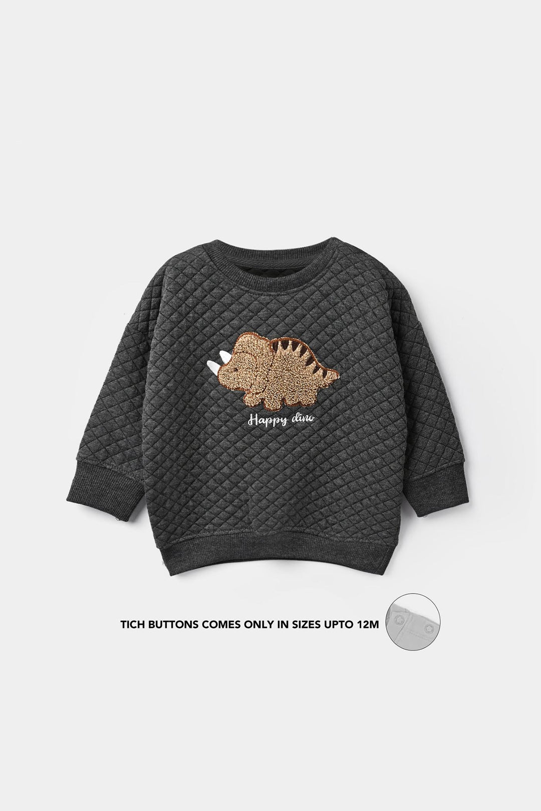 Infant Boys Quilted 2 Pcs Suit Happy Dino - Grey