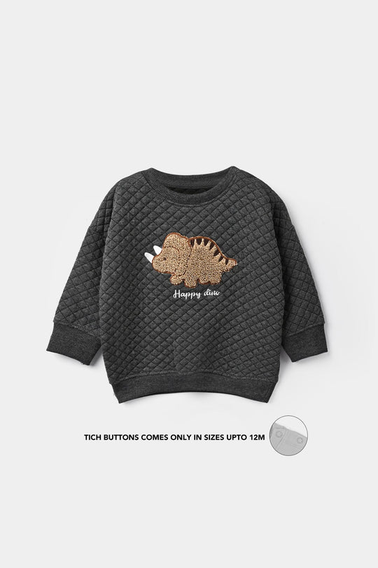 Infant Boys Quilted 2 Pcs Suit Happy Dino - Grey