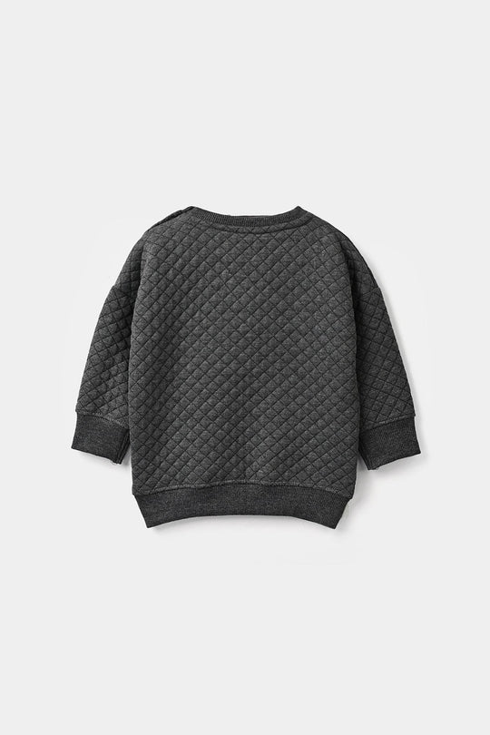 Infant Boys Quilted 2 Pcs Suit Happy Dino - Grey