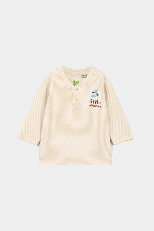 Infant Boys Yarn Dyed 2 Pcs Suit Little Explorer - Off White