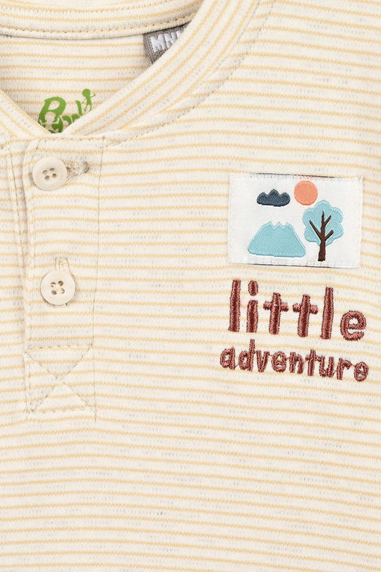 Infant Boys Yarn Dyed 2 Pcs Suit Little Explorer - Off White