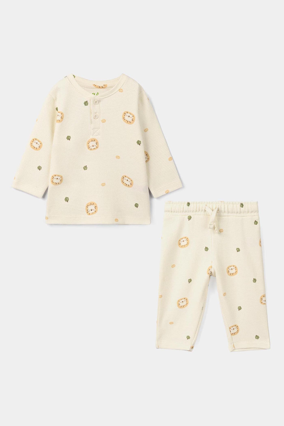 Infant Boys Thermal 2Pcs Suit Roar Me- Off-White