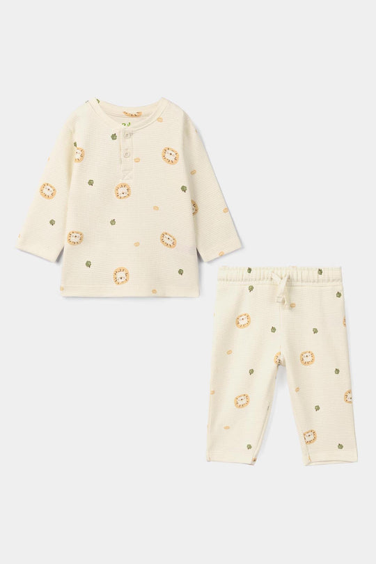 Infant Boys Thermal 2Pcs Suit Roar Me- Off-White