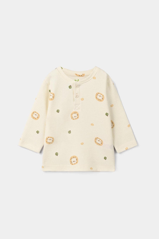Infant Boys Thermal 2Pcs Suit Roar Me- Off-White