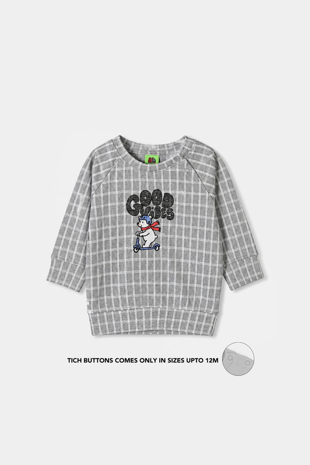 Infant Boys Cotton Jersey 2Pcs Suit Checkered-GREY