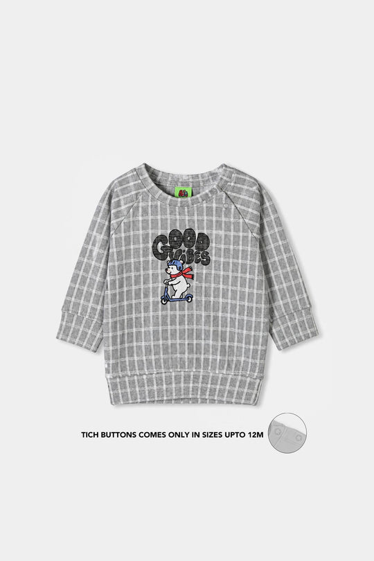 Infant Boys Cotton Jersey 2Pcs Suit Checkered-GREY