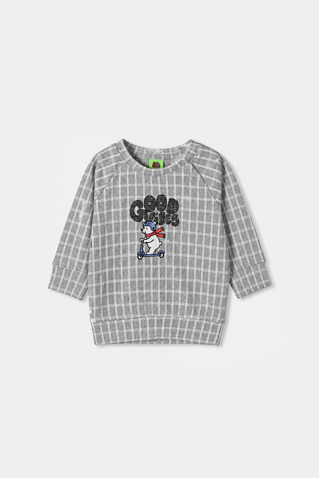 Infant Boys Cotton Jersey 2Pcs Suit Checkered-GREY