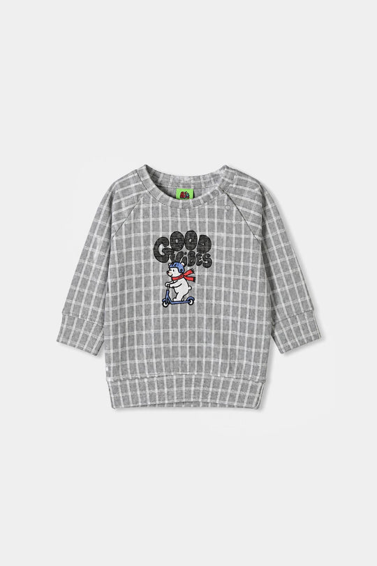 Infant Boys Cotton Jersey 2Pcs Suit Checkered-GREY