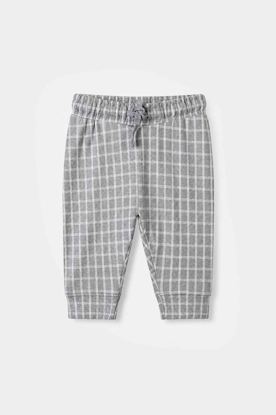 Infant Boys Cotton Jersey 2Pcs Suit Checkered-GREY
