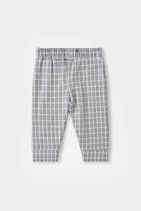 Infant Boys Cotton Jersey 2Pcs Suit Checkered-GREY