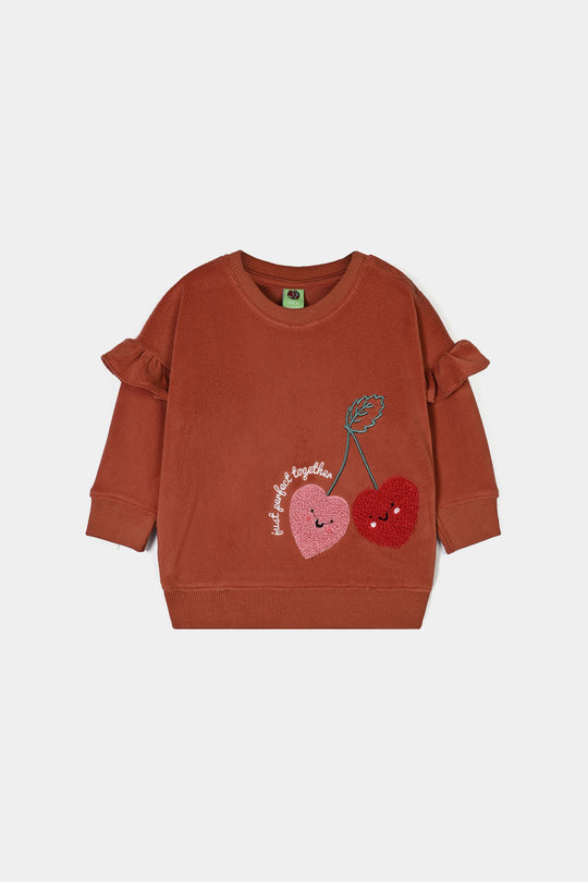 Infant Girls Velour 2Pcs Suit Strawberry-ORANGE