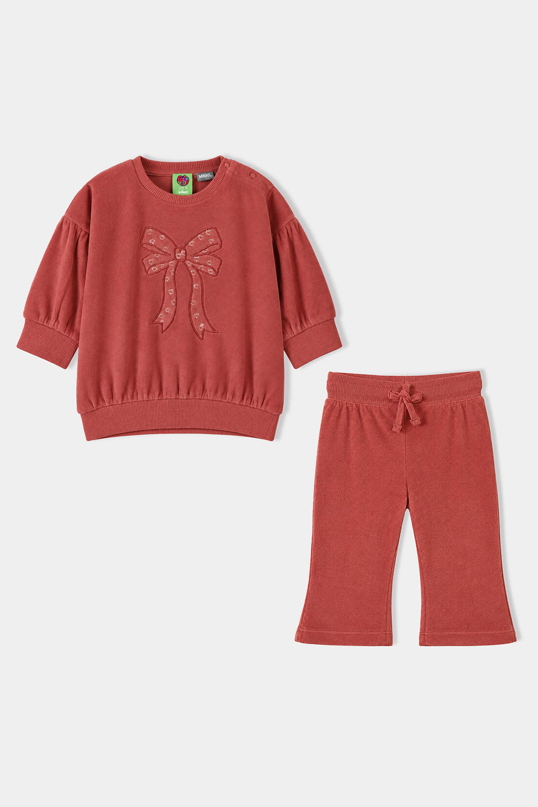 Infant Girls Velour 2Pcs Suit Bow-Red
