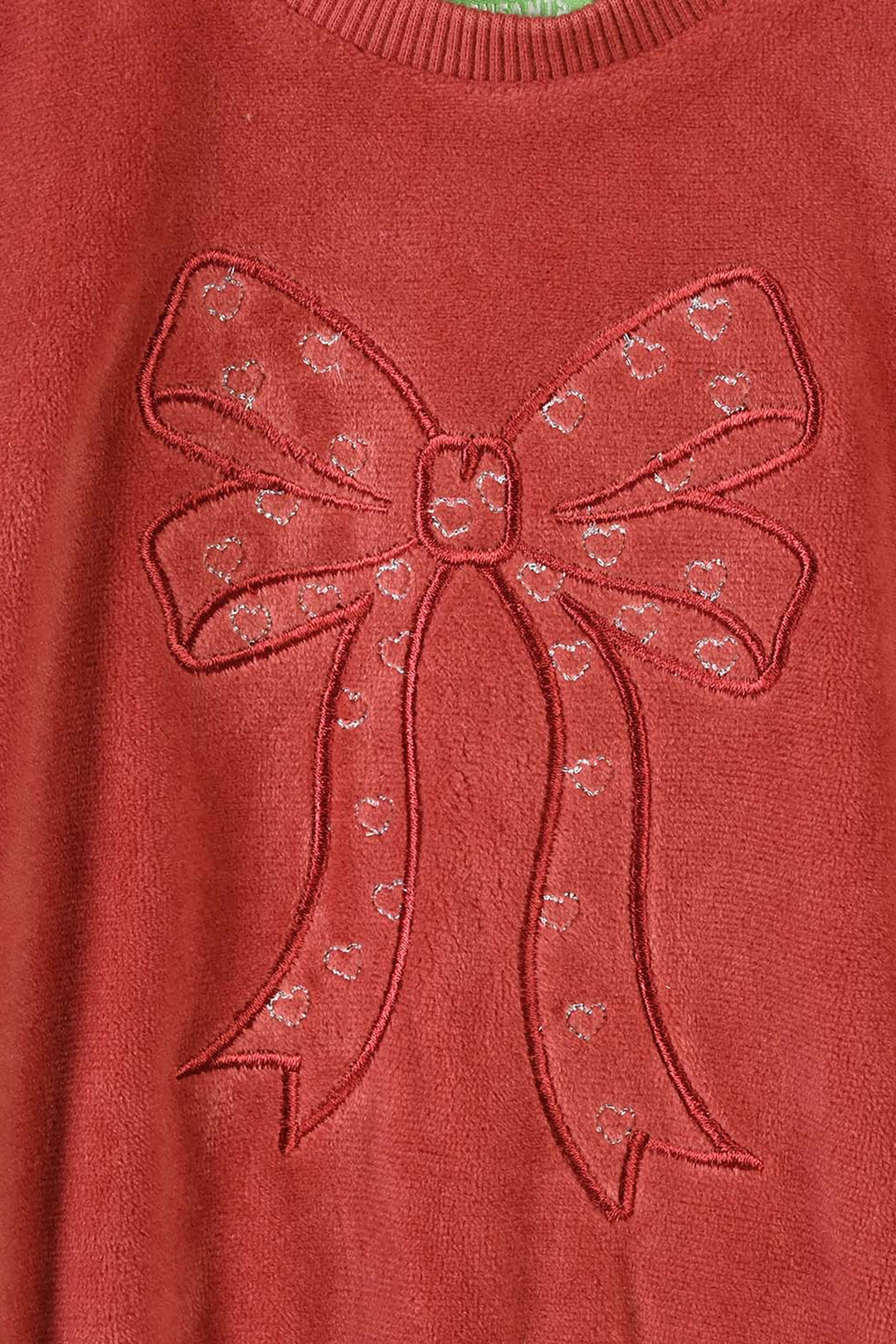 Infant Girls Velour 2Pcs Suit Bow-Red