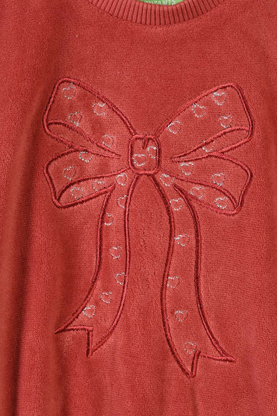 Infant Girls Velour 2Pcs Suit Bow-Red
