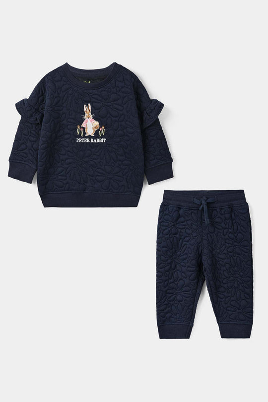 Infant Girls Cotton Interlock 2 Pcs Suit Peter Rabbit - Blue